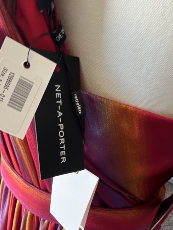 retrofête Multicolor Striped One-Shoulder Sleeveless Belted Maxi Dress Size XL - Picture 9 of 11